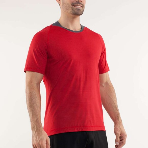 Lululemon Shirt Bolt Tech Chili Red / Invisible Branches Mens Large M3153S - Picture 1 of 8